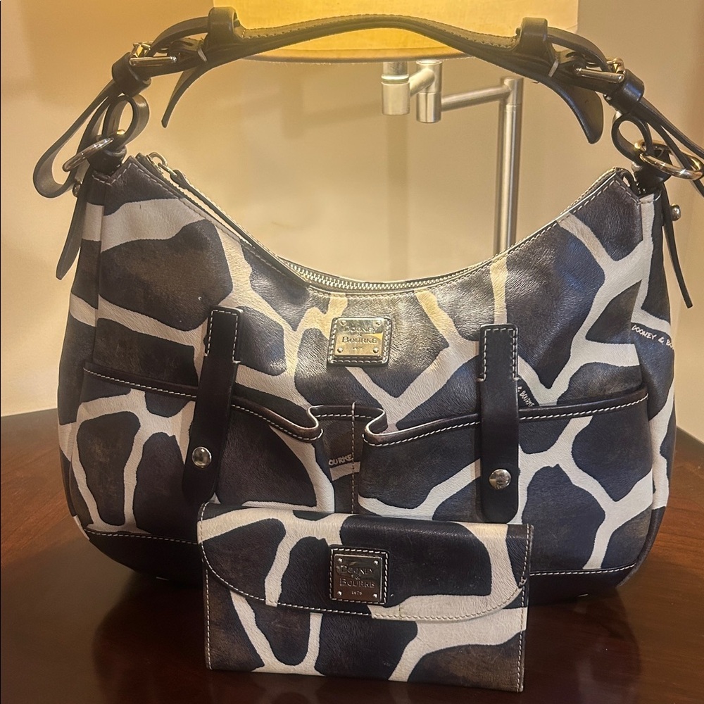 Dooney & Bourke Giraffe Patterned Hobo Bag and Matching Wallet